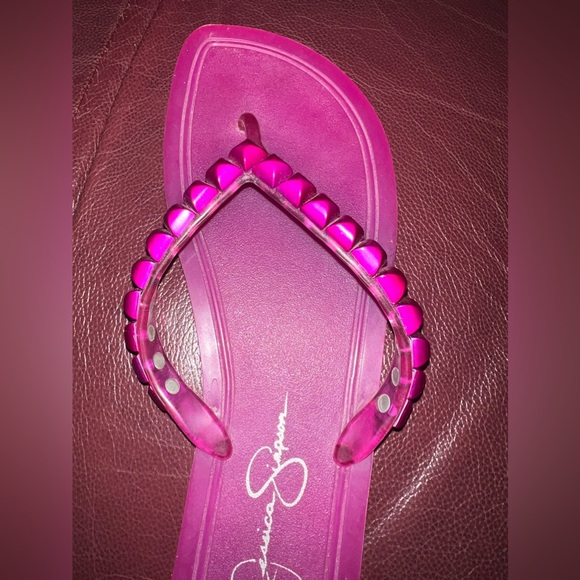 Jessica Simpson Hot Pink Jelly Thong Flip Flop Sandals - Picture 4 of 5